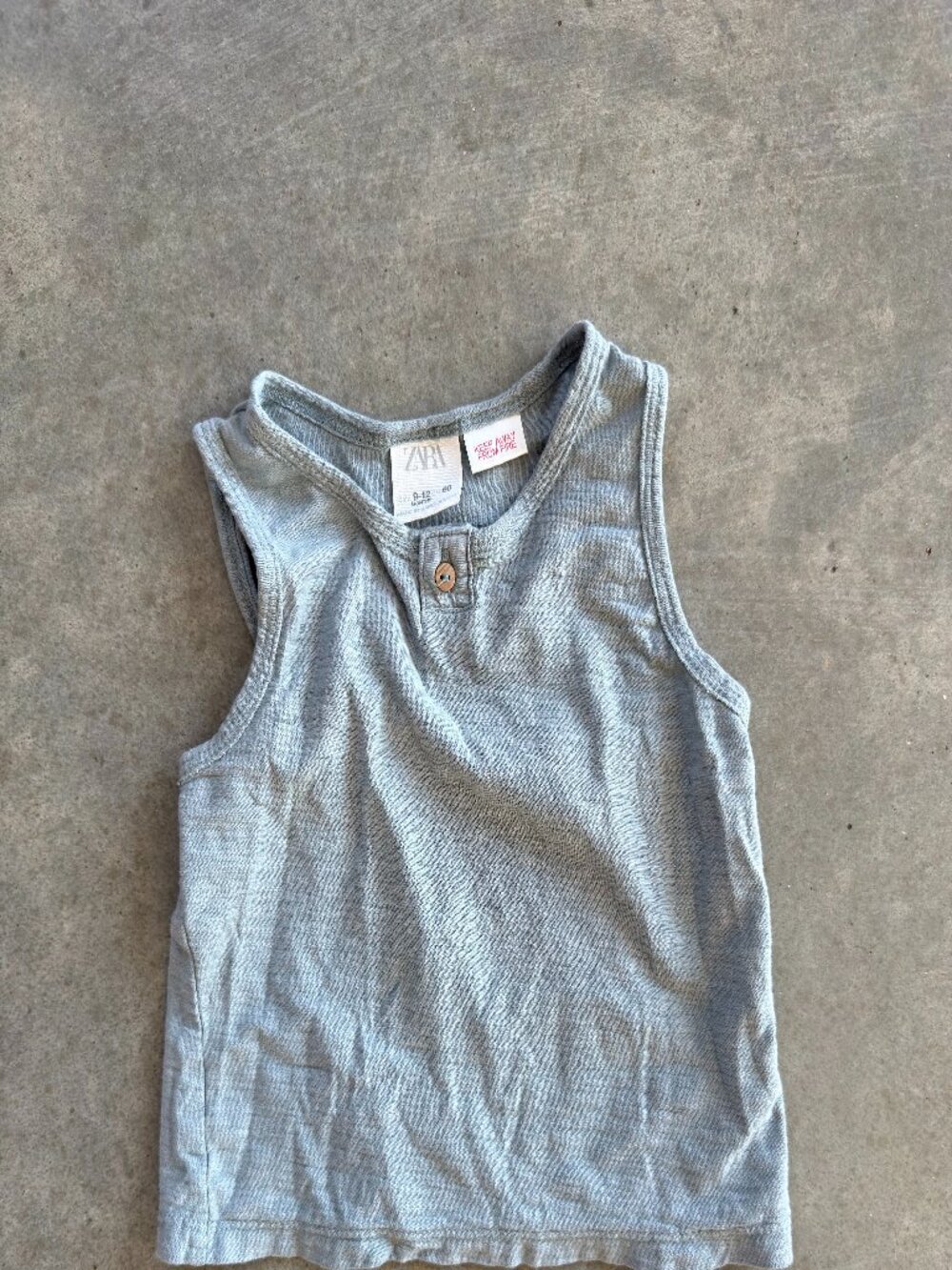 Zara Baby 9-12M Dusty Blue Henley Tank Top